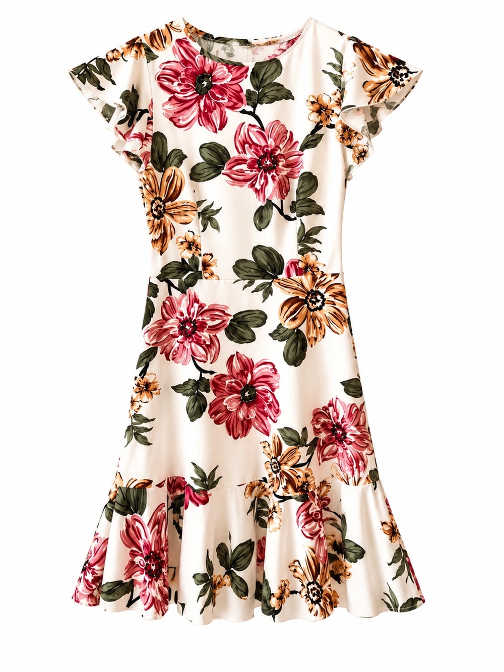 SHEIN Floral Ruffle Sleeve Dress | Size Small | New Without Tags